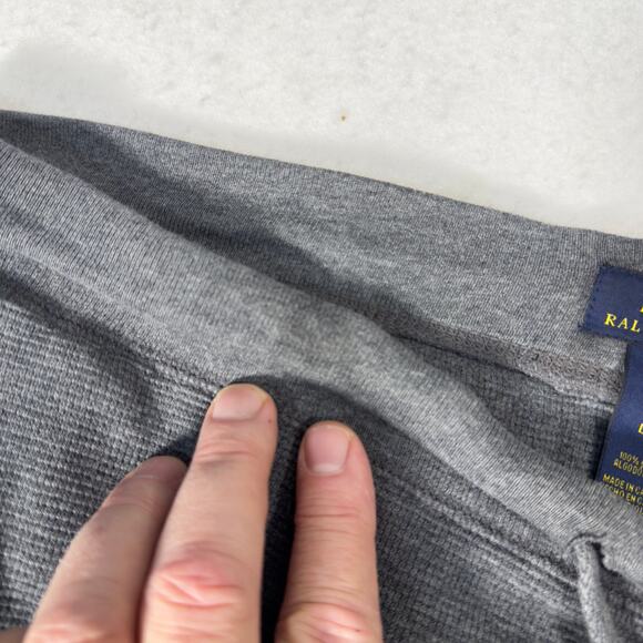 Polo Ralph Lauren Waffle Weave Lounge Pants Men L Drawstring Waist CUT Off Hems - Picture 14 of 15